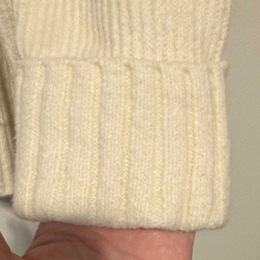 Talbots Cream Ribbed Henley Sweater Top with Beautiful Rhinestone Buttons - Picture 7 of 10